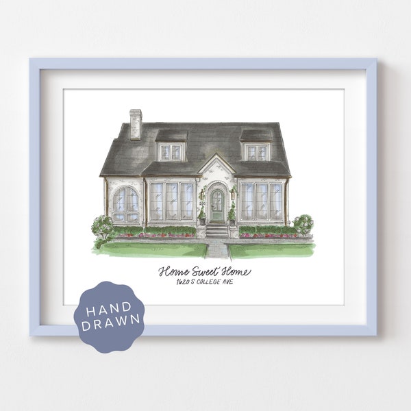 Custom House Drawing, House Illustration, House Painting, Realtor Gift, Housewarming gift, custom House portrait