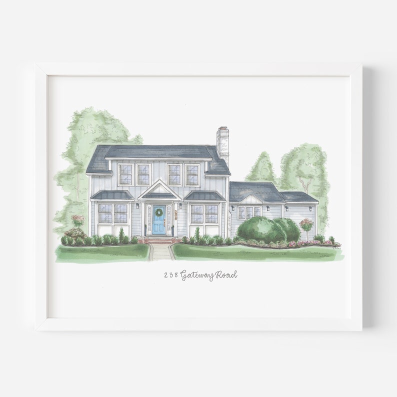 Custom House Drawing, House Illustration, House Painting, Realtor Gift, Housewarming gift, custom House portrait image 10