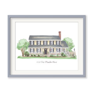 Custom House Drawing, House Illustration, House Painting, Realtor Gift, Housewarming gift, custom House portrait image 2