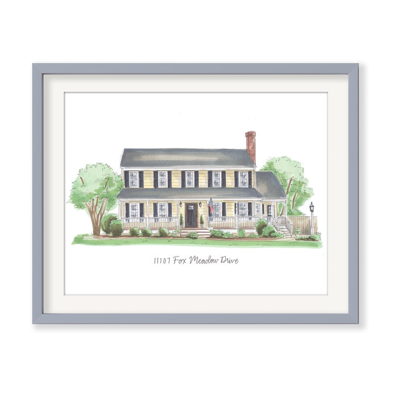 Custom House Drawing, House Illustration, House Painting, Realtor Gift, Housewarming gift, custom House portrait image 2