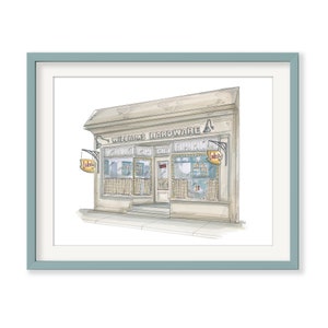 Hardware Shop Zeichnung Kunstdruck | Conneticut Cafe Kunstdruck