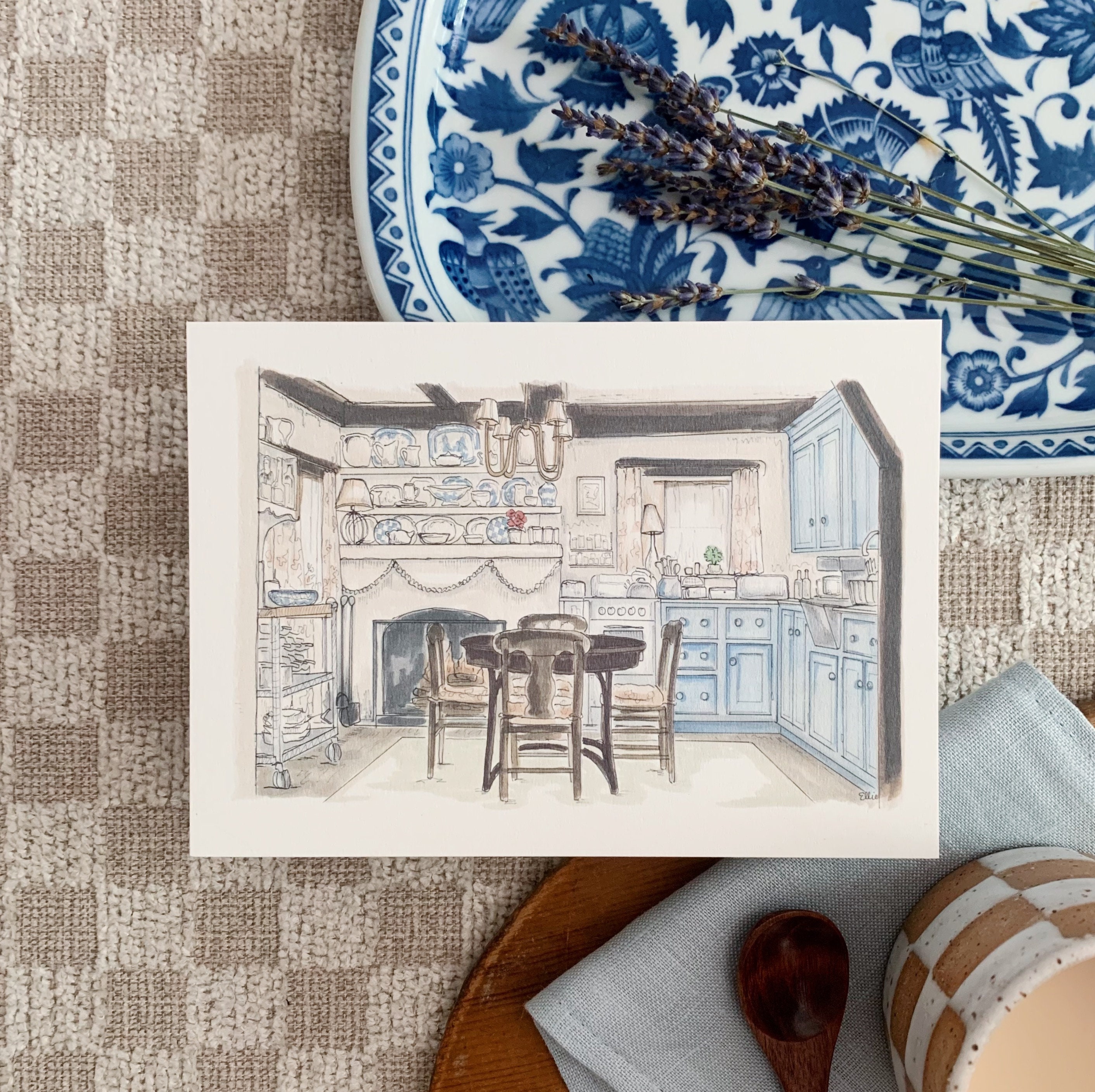 English Cottage Kitchen Art Print - Etsy