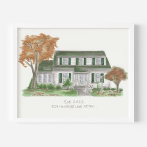 Custom House Drawing, House Illustration, House Painting, Realtor Gift, Housewarming gift, custom House portrait image 9