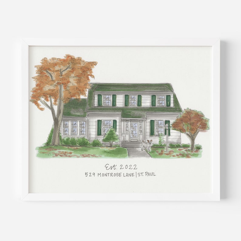 Custom House Drawing, House Illustration, House Painting, Realtor Gift, Housewarming gift, custom House portrait image 9