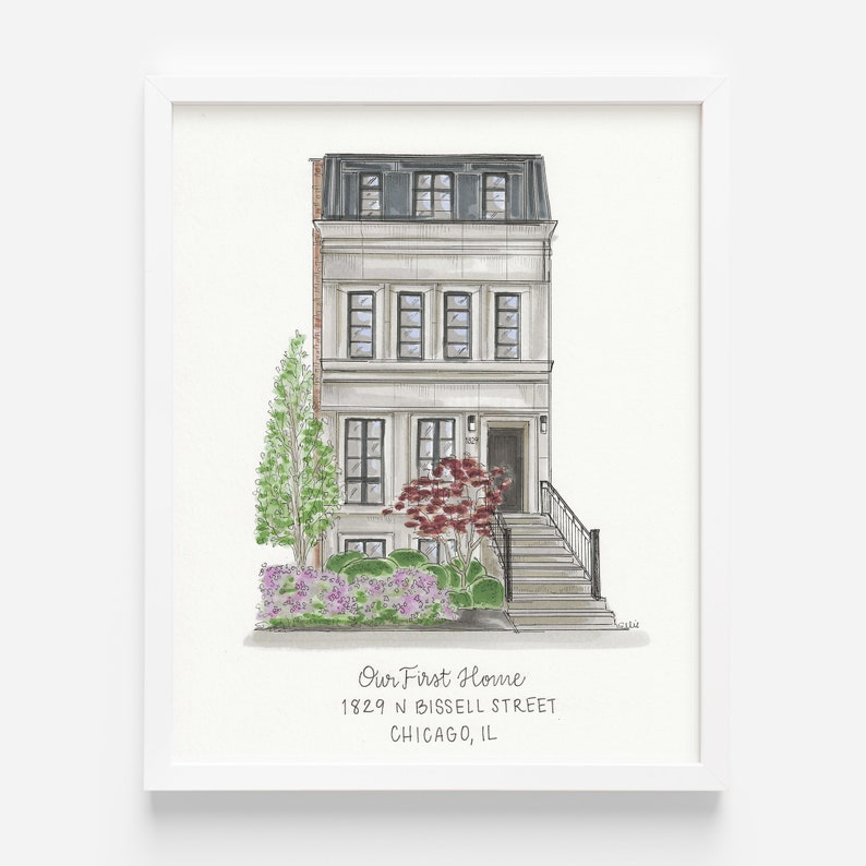 Custom House Drawing, House Illustration, House Painting, Realtor Gift, Housewarming gift, custom House portrait image 5