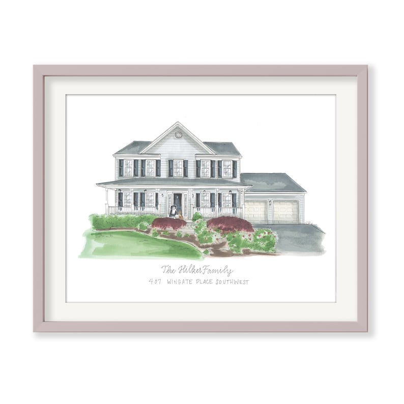 Custom House Drawing, House Illustration, House Painting, Realtor Gift, Housewarming gift, custom House portrait image 7