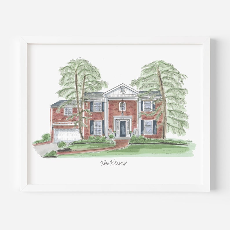 Custom House Drawing, House Illustration, House Painting, Realtor Gift, Housewarming gift, custom House portrait image 4