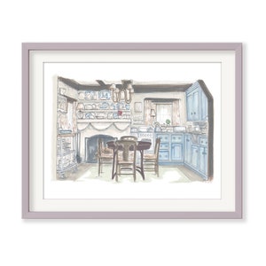 English cottage kitchen art print