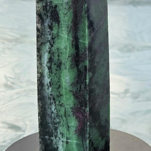Ruby in Zoisite Tower – 6" Polished Crystal Point with Vibrant Green & Ruby Red Inclusions TR112