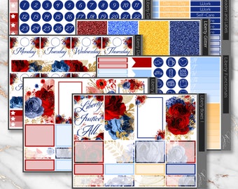 Liberty Weekly Planner Sticker Kit sized for the Happy Planner * Red, White, and Blue Functional and Decorative Stickers