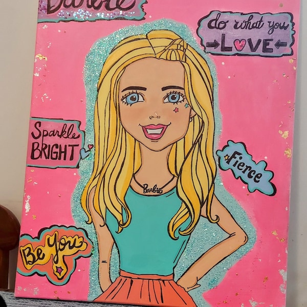 Barbie Canvas Painting for Kids - Etsy