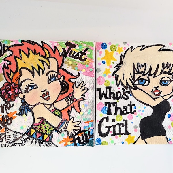 Madonna & or Cyndi Lauper Small Canvas Paintings
