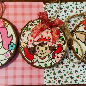 1980s Character Wood Slice Ornament: Handmade Retro Gift
