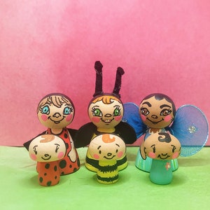 Peg Doll Bumble Bee, Lady Bug, Fairy and their babies
