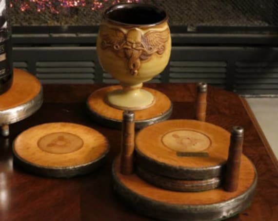 Chateau Wood Coasters - Set of 4, Bar Accessories