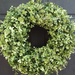 Faux Boxwood Wreath, Eucalyptus Wreath, Front Door Wreath, Fall Wreath, Year Round Wreath, Greenery Wreath, Everyday Wreath, Summer Wreath