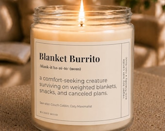 Blanket Burrito Candle - Funny Homebody Gift for Her, Introvert Gift, Cozy Life Gift, Stay Home Gift, Antisocial Gift, Best Friend Gift Her