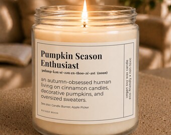 Pumpkin Season Enthusiast Candle - Funny Fall Gift for Her, Autumn Lover Gift, Pumpkin Spice Gift, Fall Candle Gift, Cozy Fall Gift Her