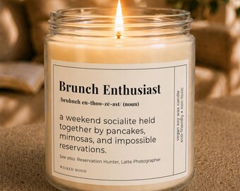 Brunch Enthusiast Candle - Funny Brunch Gift for Her, Mimosa Gift, Brunch Lover Gift, Foodie Gift, Funny Gift for Best Friend, Brunch Candle