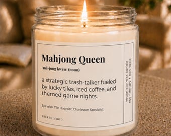 Mahjong Queen Candle - Funny Mahjong Gift for Her, Mahjong Player Gift, Tile Game Gift, Game Night Gift, Mahjong Lover Gift, Funny Gift
