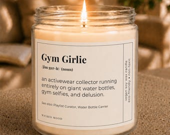 Gym Girlie Candle - Funny Fitness Gift for Her, Gym Lover Gift, Workout Gift for Her, Fitness Candle, Funny Gift for Gym Girl, Gym Gift
