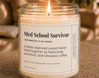 Med School Graduation Gift - Med School Survivor Candle - Funny Medical School Gift, Doctor Graduation Gift for Her, Future Doctor Gift