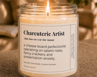 Charcuterie Artist Candle - Funny Charcuterie Gift for Her, Cheese Board Gift, Grazing Board Gift, Foodie Gift, Cheese Lover Gift for Her