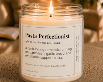 Pasta Perfectionist Candle - Funny Foodie Gift for Her, Pasta Lover Gift, Italian Food Gift, Carb Lover Gift, Funny Cooking Gift for Her