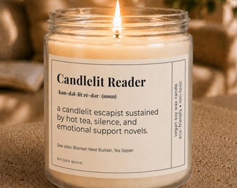 Candlelit Reader Candle - Funny Book Lover Gift for Her, Reader Gift, Cozy Reading Gift, Book Nerd Candle, Funny Reading Gift for Her, Cozy