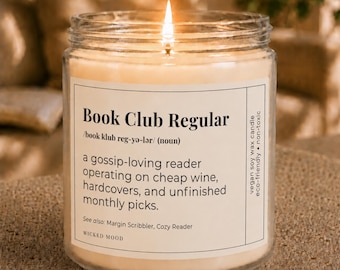 Book Club Regular Candle - Funny Book Lover Gift for Her, Book Club Gift, Reader Candle Gift, Bookish Gift, Funny Gift for Book Lover Her