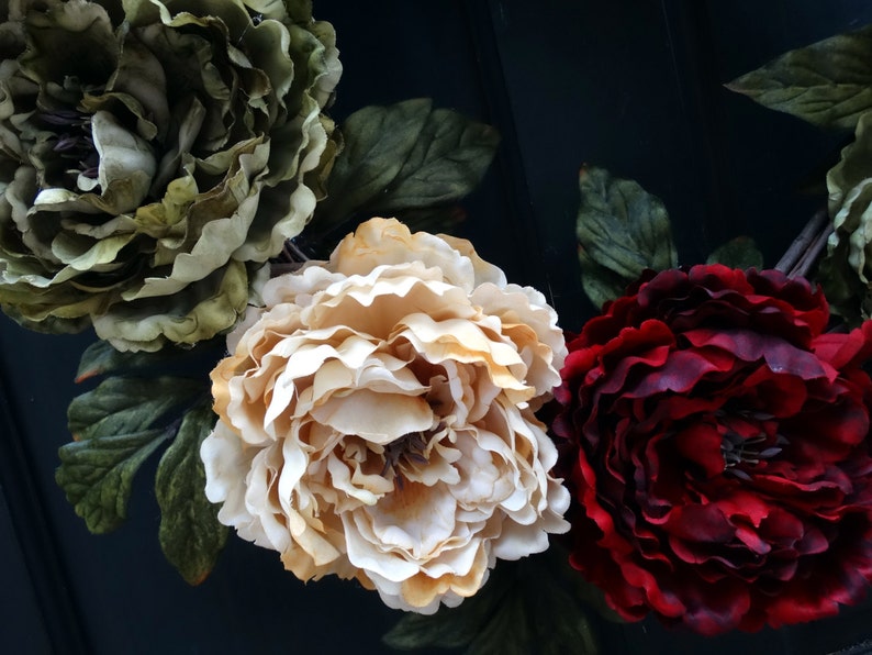 Holiday Wreath Peony Wreath 24 Inch Wreath for Door Large Wreath Front Door Wreath Porch Decor Christmas Wreath Christmas Door Decor