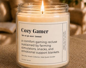 Cozy Gamer Candle - Funny Gamer Gift for Her, Video Game Lover Gift, Gamer Girl Candle, Funny Gift for Game Night, Gaming Gift for Her