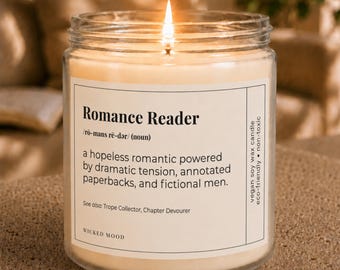 Romance Reader Candle - Funny Book Lover Gift for Her, Romance Book Gift, Reader Candle Gift, Book Club Gift, Fictional Men Candle Gift