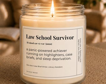 Law School Graduation Gift for Her, Funny Law School Survivor Candle - Bar Exam Gift, Attorney Law Graduate Candle, Future Lawyer Gift
