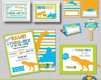 Dinosaur Party Package. Dinosaur Birthday Invite & Party Decor: Signs, Favor Tags, Cupcake Toppers, Food Labels. *Digital Files*