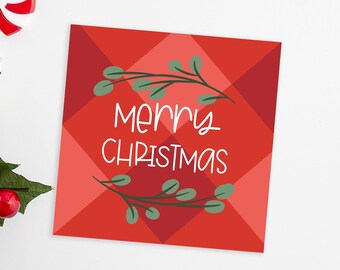 Gingham Merry Christmas Favor Tags. Merry Christmas Cookie Tags. 2.5x2.5" Merry Christmas Tags. Instant Download.