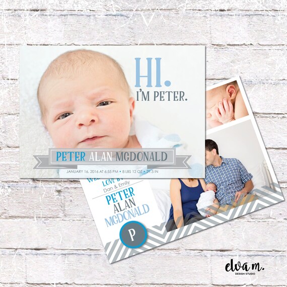 double sided birth announcements
