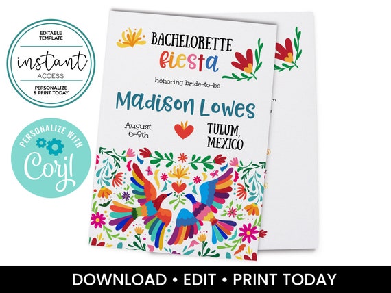 Bachelorette Fiesta Invite Invitation. Fiesta Bachelorette Party Invite. Personalize and Print in Corjl. Instant Download. Il_570xn