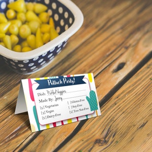 Special Diet Potluck Food Tent Cards with Allergy / Food indicators. Potluck party. INSTANT DOWNLOAD image 4