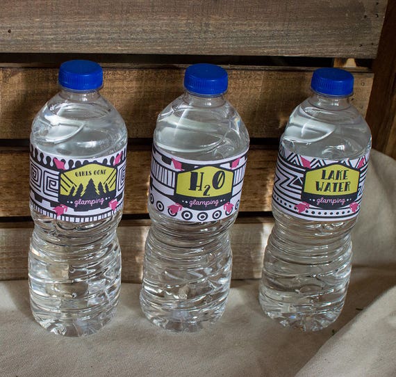 Glamping Water Bottle Labels - Girls Gone Glamping Party - *INSTANT DOWNLOAD* Il_570xn