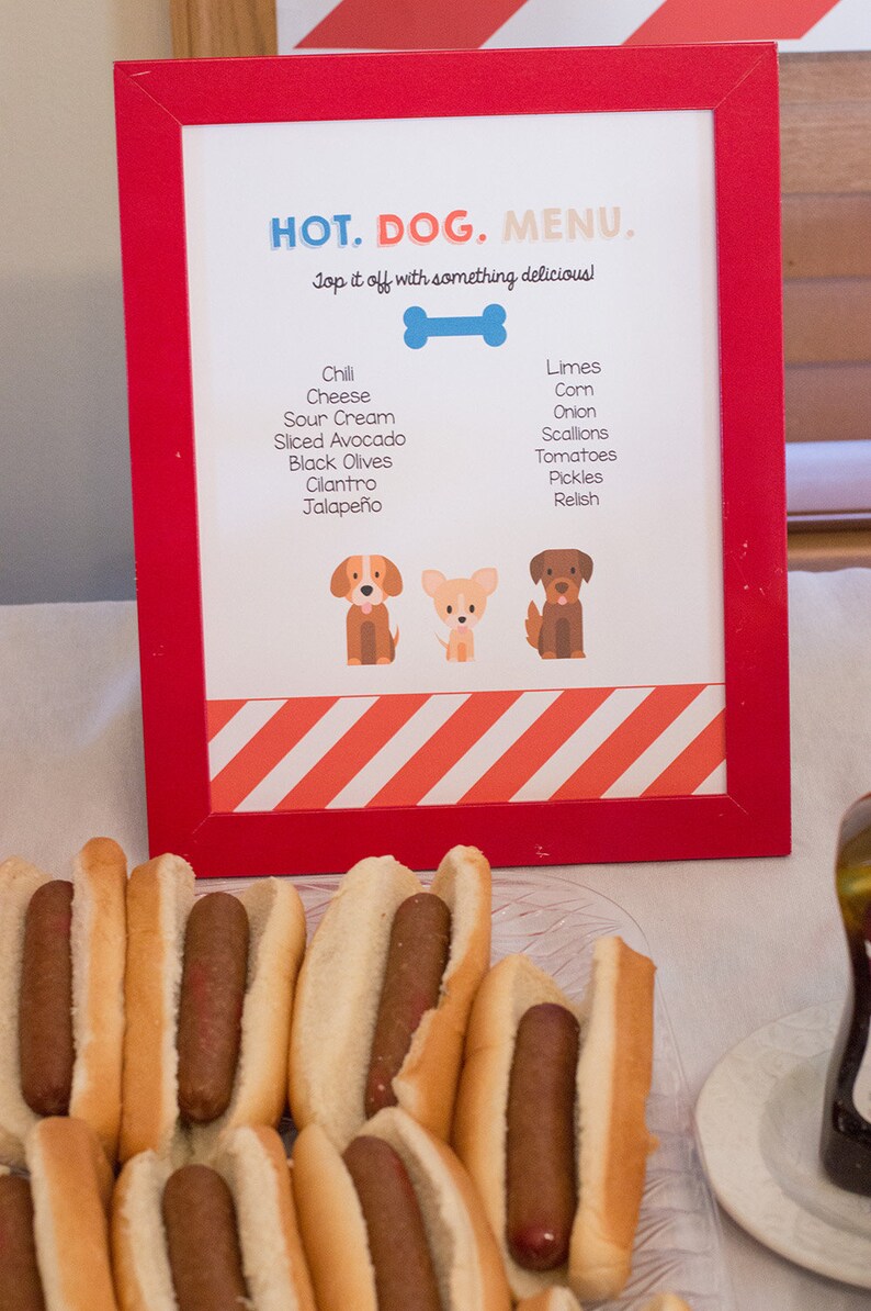 Puppy Party Hot Dog Menu Sign Puppy Birthday Party Sign. Etsy