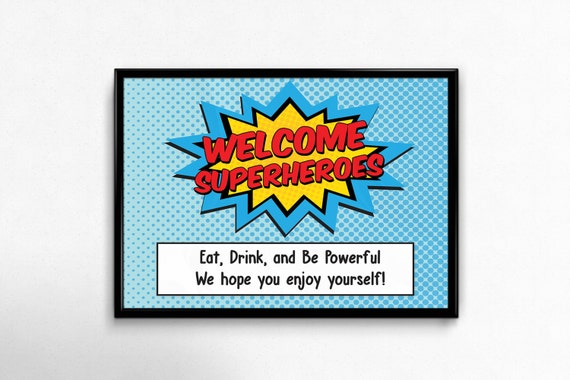 4 Personalized Signs for Superhero Party. Custom Signs for Superhero Birthday Party. Superhero Party Decor. Il_570xn
