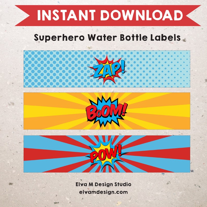 Image 15 for Superhero Water Bottle Labels Template