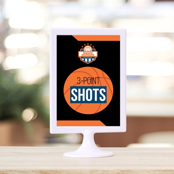 March Madness 4x6" Party Sign. "3-point shots". Basketball Party Straw Flags. *DIGITAL DOWNLOAD* Il_570xn