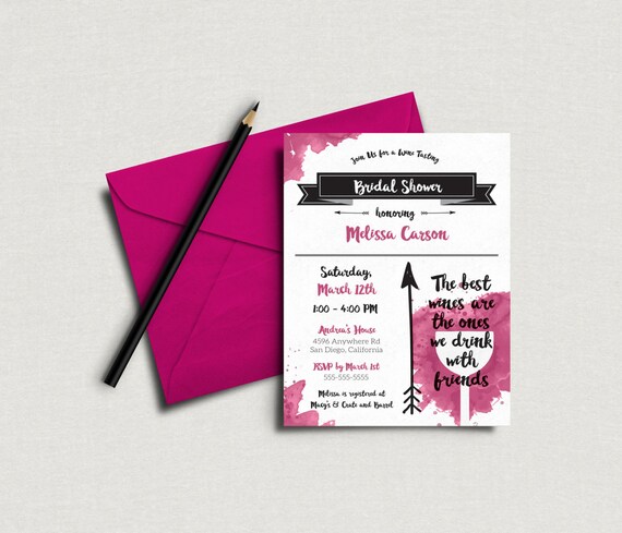 Wine Tasting Bridal Shower Invitation - 5x7 Invite. Custom Bridal Shower Invite - DIY Printing *DIGITAL FILE* Il_570xn