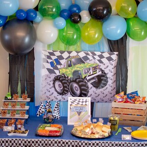 Monster Truck Backdrop. Monster Truck Party Backdrop (Age 3). Monster Truck Decorations. *INSTANT DOWNLOAD*