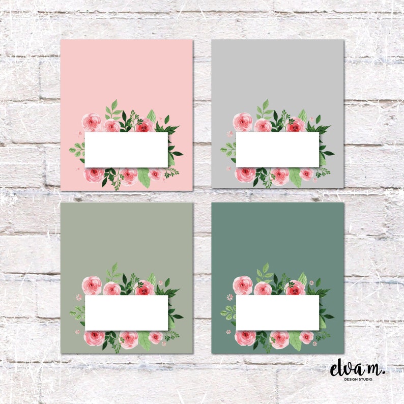 Floral Place Card or Food Tent Cards. 4 Colors of Floral Food Labels. Brunch Table Decor. DIY Party Decor. INSTANT DOWNLOAD image 2