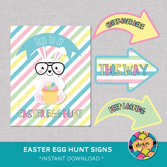 Easter Bunny Easter Egg Hunt 8x10" Party Sign and Hunt Signs. Easter Sign. *DIGITAL DOWNLOAD* Il_570xn