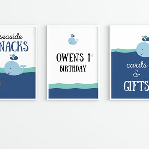 Editable Whale Birthday Printable Set. Whale Birthday Party Printables. Editable Templates in Corjl. image 3