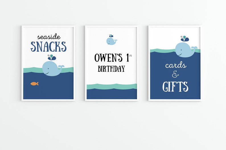 Editable Whale Birthday Printable Set. Whale Birthday Party Printables. Editable Templates in Corjl. image 3